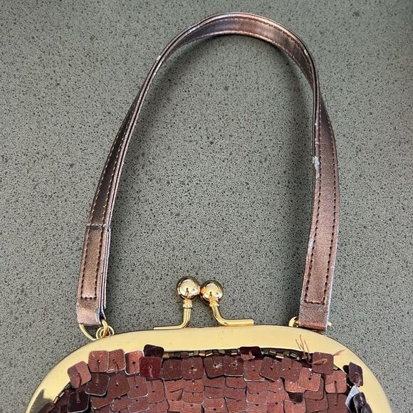 BRACCIALINI Vintage Brown Sequins Beads Small Bag Hangbag Made In Italy. - Picture 9 of 9